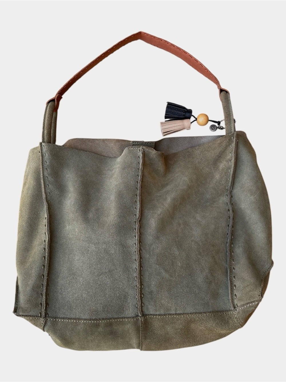 The Sak Los Feliz Moss Green Suede Leather Slouchie Hobo Bag - Picture 3 of 16